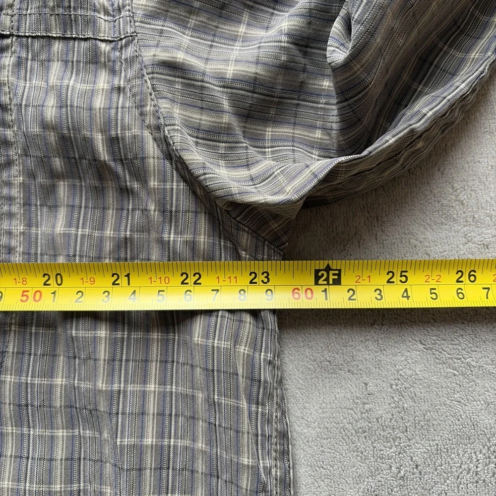 The North Face‎ Mens L Shirt Long Sleeve Zip Pocket Vented Green Plaid VTG